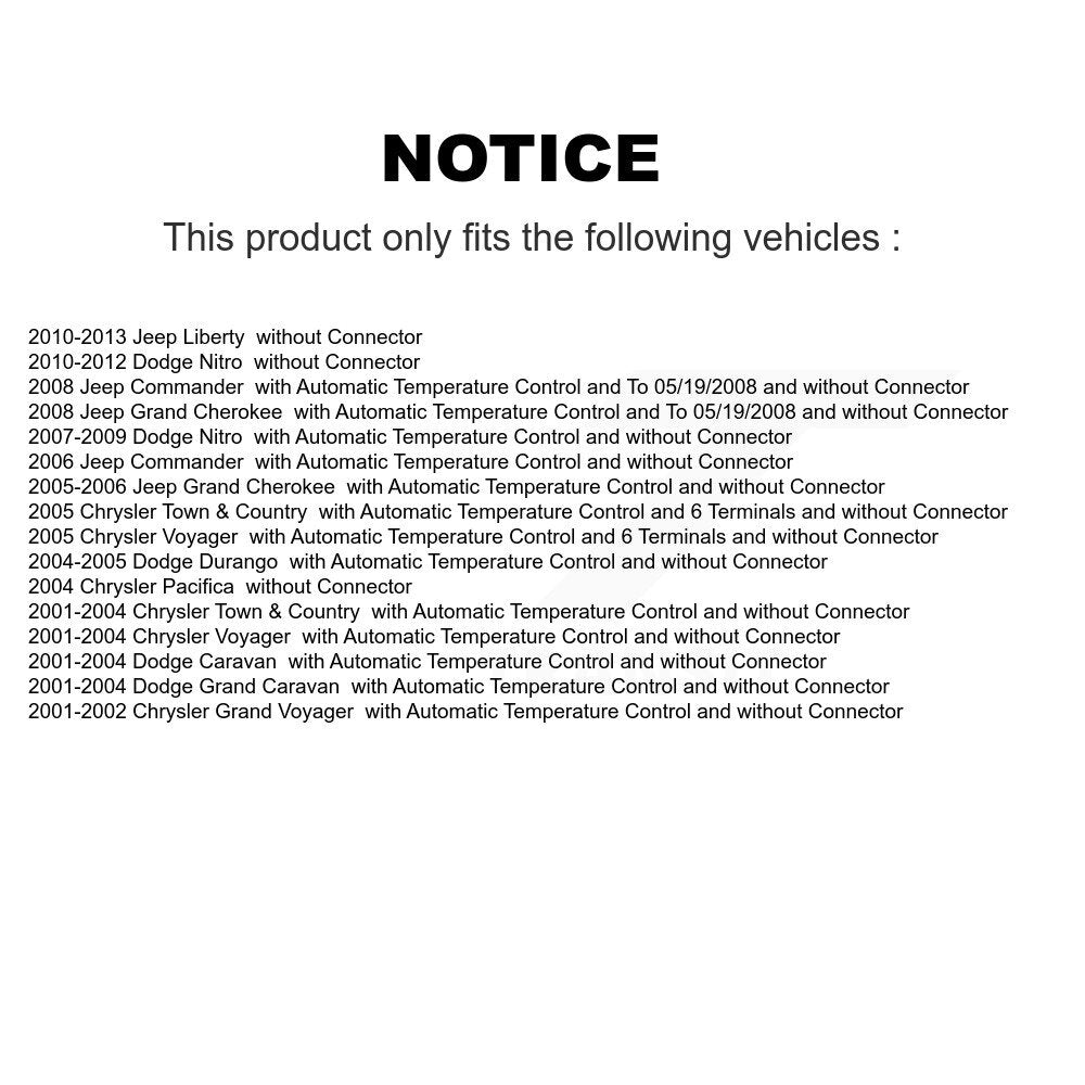HVAC Blower Motor Resistor SEN-2BMR0274 For Dodge Jeep Grand Cherokee Nitro Caravan Liberty Durango