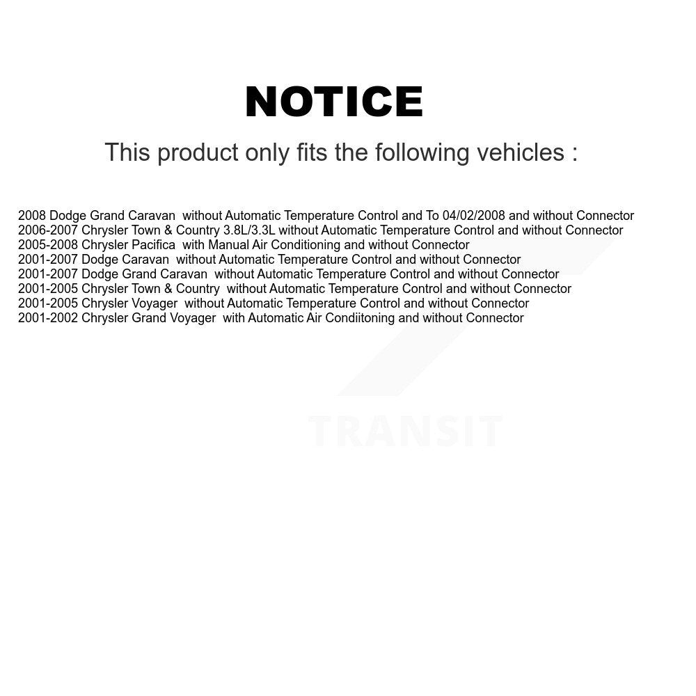 HVAC Blower Motor Resistor SEN-2BMR0275 For Dodge Grand Caravan Chrysler Pacifica Town & Country