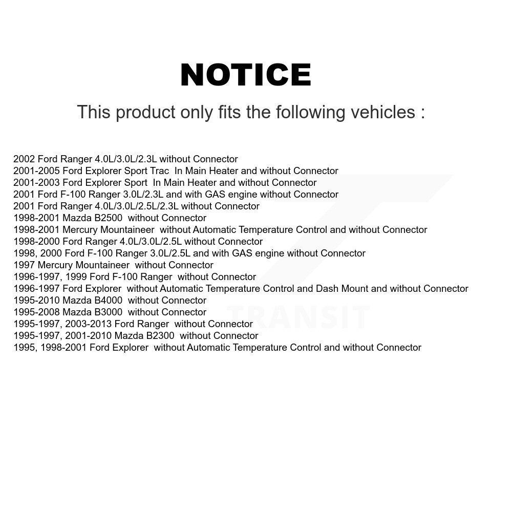 HVAC Blower Motor Resistor SEN-2BMR0294 For Ford Ranger Mazda B4000 Explorer Sport Trac B3000 B2300