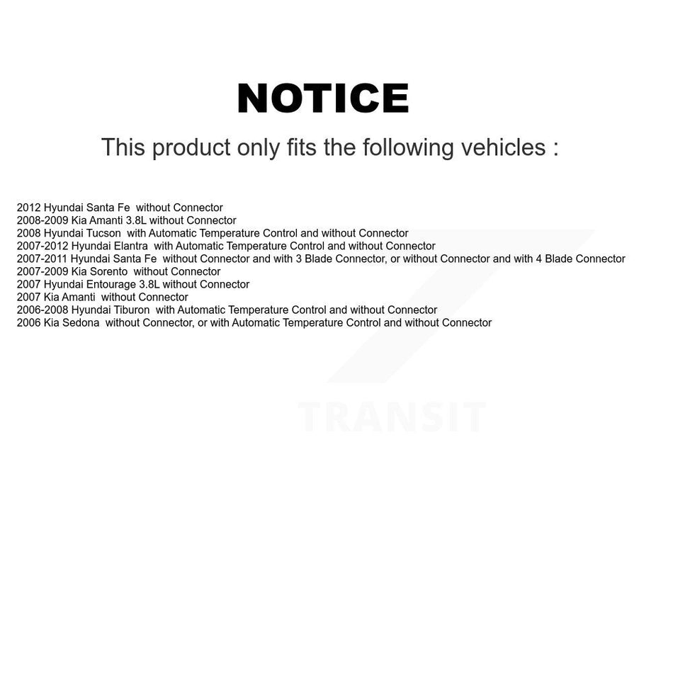 HVAC Blower Motor Resistor SEN-2BMR0583 For Hyundai Elantra Santa Fe Tucson Kia Tiburon Sorento