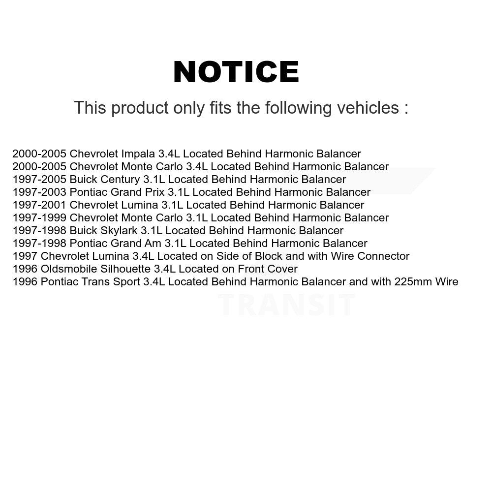 Engine Crankshaft Position Sensor SEN-2CRK0155 For Chevrolet Impala Buick Century Pontiac Grand Prix