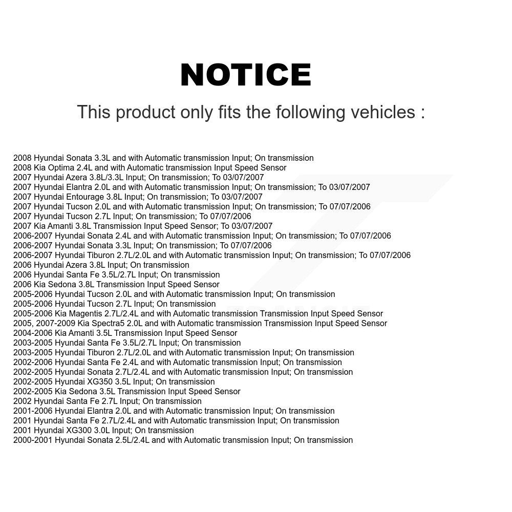 Speed Sensor SEN-2VSS0005 For Hyundai Sonata Tucson Santa Fe Kia Elantra Spectra5 Entourage Tiburon
