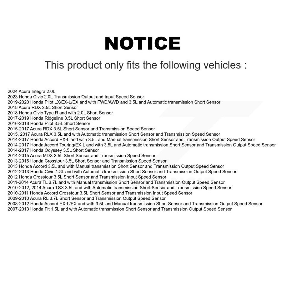 Vehicle Speed Sensor SEN-2VSS0075 For Honda Civic Accord Acura Fit Odyssey Pilot RDX Ridgeline MDX