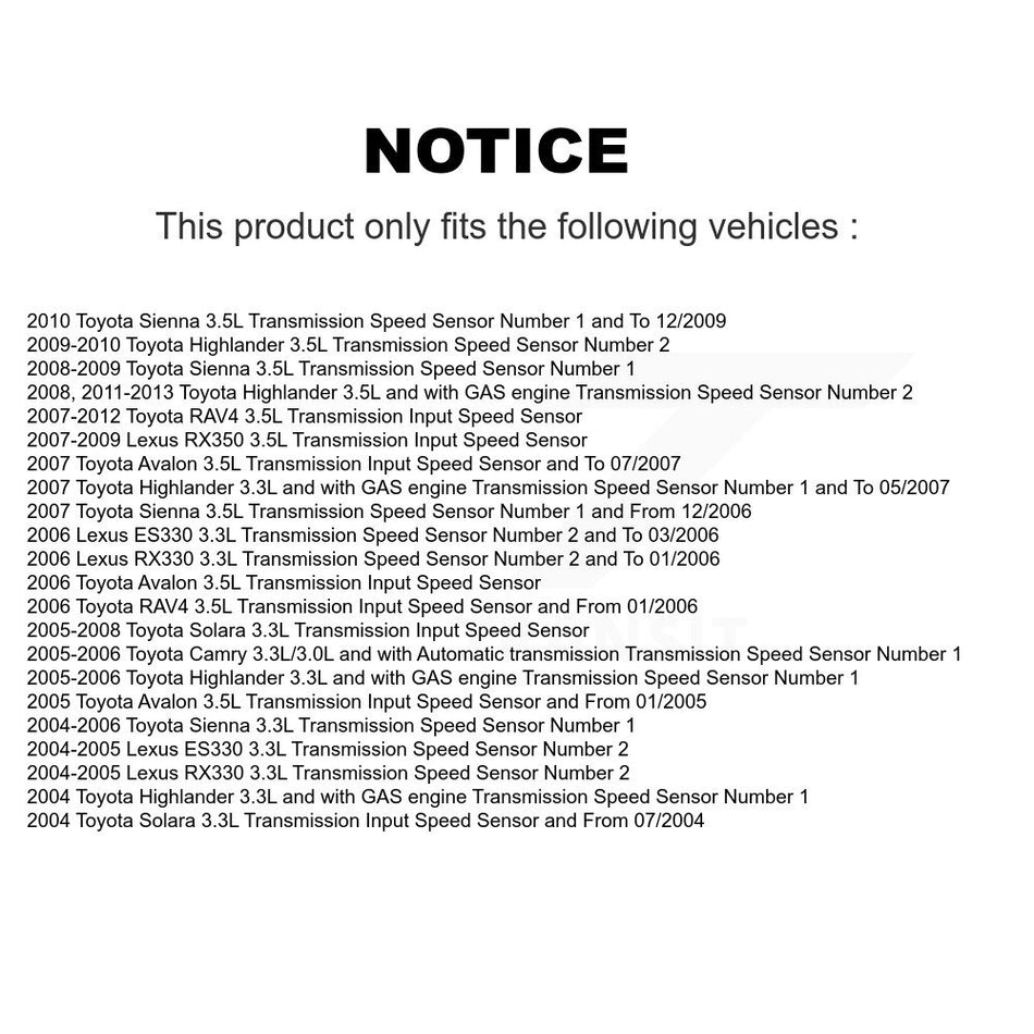 Vehicle Speed Sensor SEN-2VSS0078 For Toyota RAV4 Sienna Highlander Lexus Camry RX350 RX330 Solara