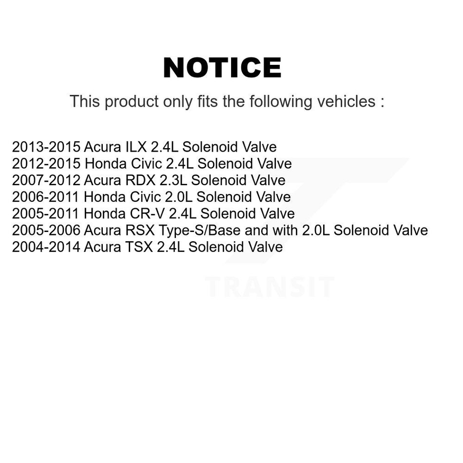 Engine Variable Valve Timing (VVT) Solenoid SEN-2VTS0039 For Honda Civic CR-V Acura TSX RDX ILX RSX