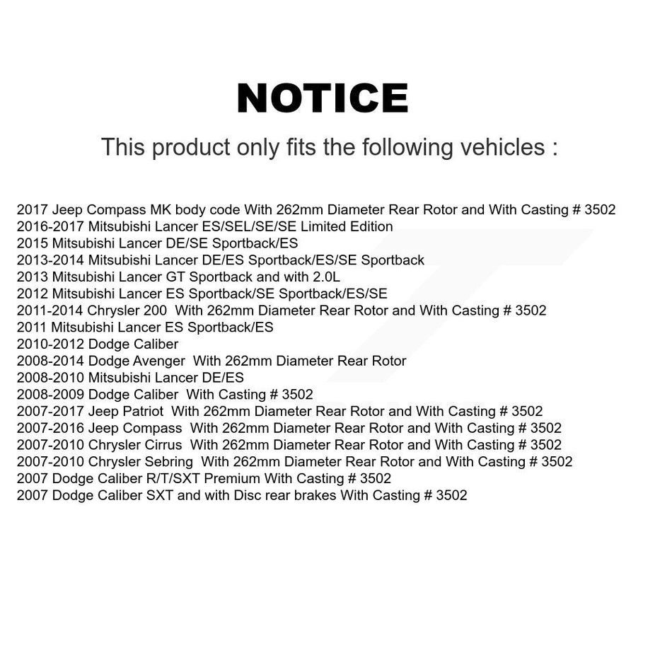 Rear Right Brake Caliper SLC-18B5038 For Jeep Mitsubishi Lancer Patriot Dodge Chrysler Compass 200