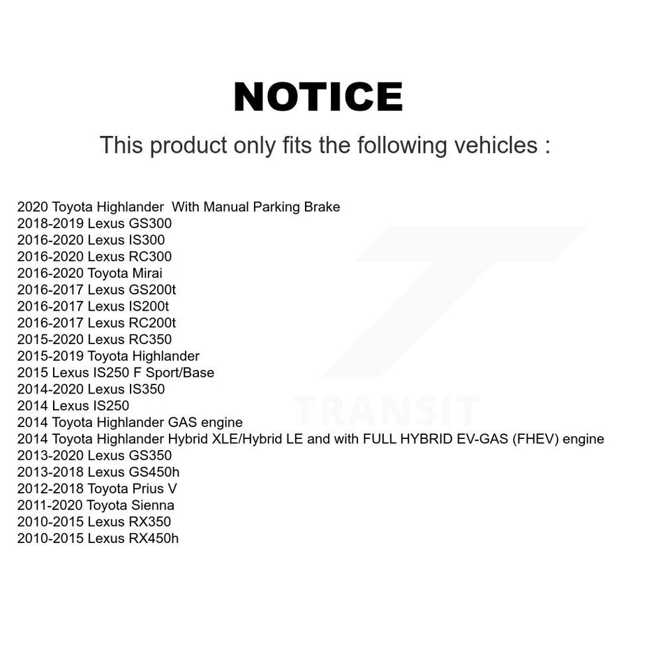 Rear Ceramic Disc Brake Pads TEC-1391 For Toyota Highlander Sienna Lexus RX350 Prius V GS350 IS250 RX450h IS300 IS200t IS350 RC350 RC300 Mirai RC200t GS300 GS200t GS450h