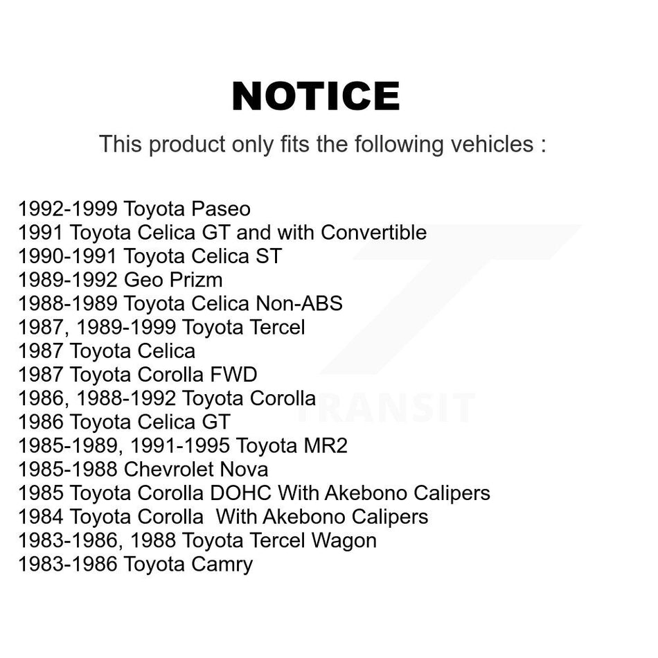 Front Ceramic Disc Brake Pads TEC-242 For Toyota Tercel Corolla MR2 Celica Paseo Camry Chevrolet Geo