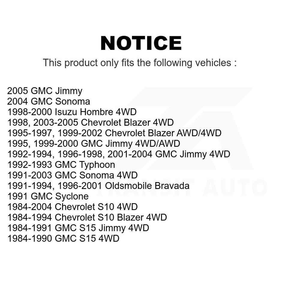 Front Left Upper Suspension Control Arm Ball Joint Assembly TOR-CK620172 For Chevrolet S10 Blazer GMC Sonoma Jimmy Oldsmobile Bravada S15 Isuzu Hombre Typhoon Syclone