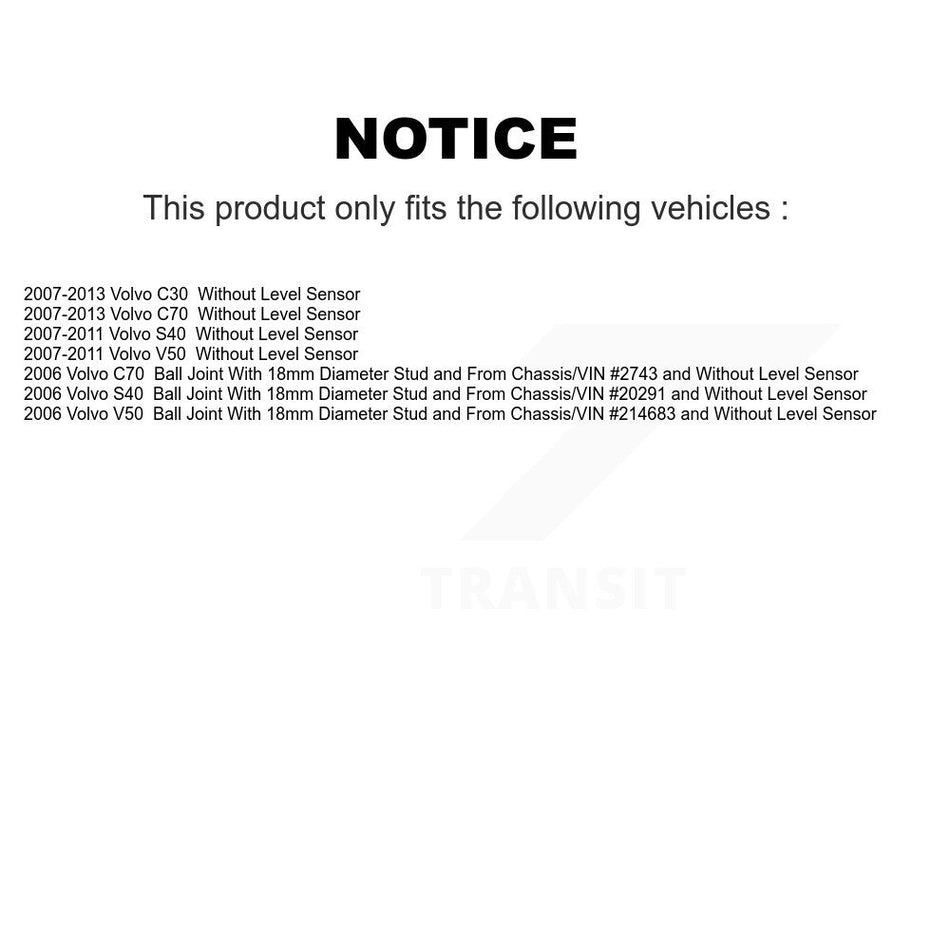 Front Right Lower Suspension Control Arm Ball Joint Assembly TOR-CK620599 For Volvo C30 S40 C70 V50