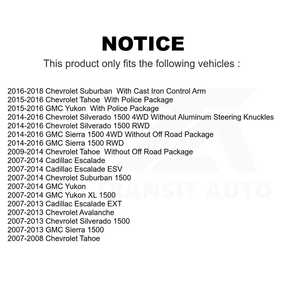 Front Left Lower Suspension Control Arm Ball Joint Assembly TOR-CK620888 For Chevrolet Silverado 1500 GMC Sierra Tahoe Yukon Suburban Cadillac XL Avalanche Escalade ESV EXT