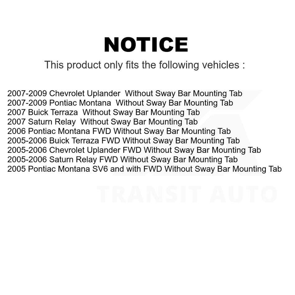 Front Left Lower Suspension Control Arm Ball Joint Assembly TOR-CK621943 For Chevrolet Uplander Pontiac Montana Buick Terraza Saturn Relay Without Sway Bar Mounting Tab