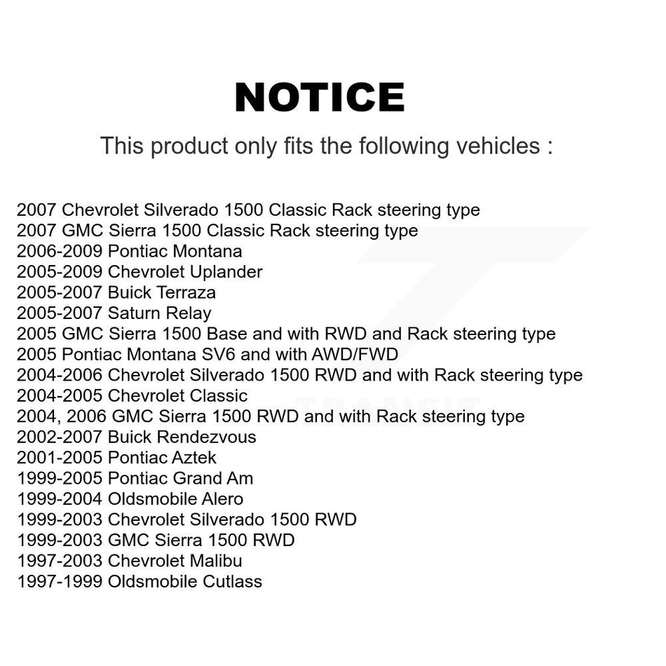 Front Outer Steering Tie Rod End TOR-ES3455 For Chevrolet Silverado 1500 GMC Sierra Pontiac Montana