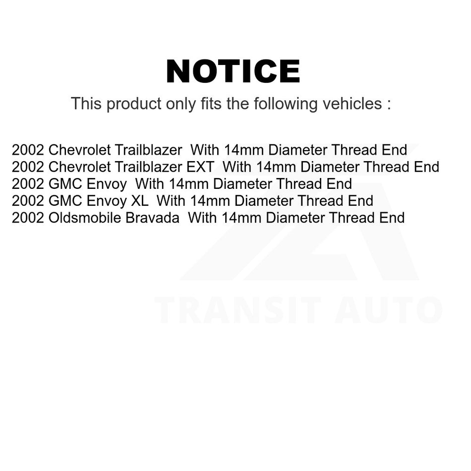 Front Left Outer Steering Tie Rod End TOR-ES3578 For 2002 Chevrolet Trailblazer GMC Envoy Oldsmobile Bravada EXT XL With 14mm Diameter Thread