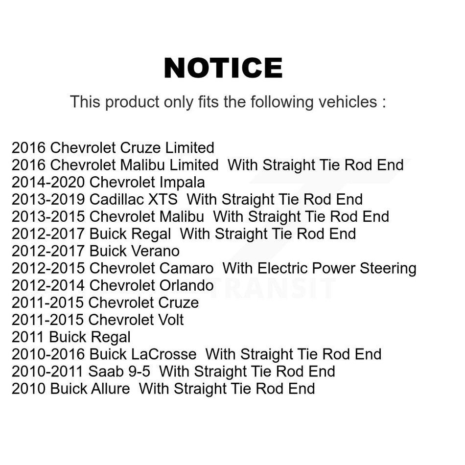 Front Outer Steering Tie Rod End TOR-ES800949 For Chevrolet Cruze Buick Verano Malibu Impala Limited