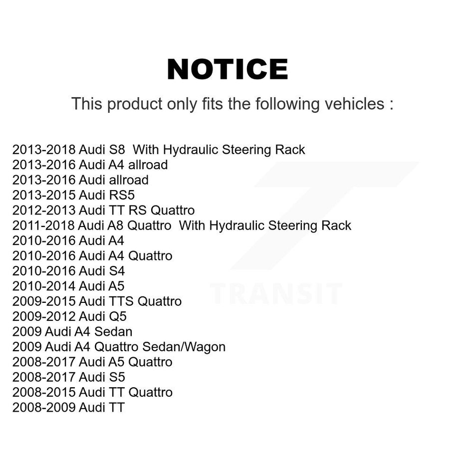 Front Inner Steering Tie Rod End TOR-EV800390 For Audi A4 Quattro Q5 A5 S4 S5 TT allroad A8 RS5 TTS