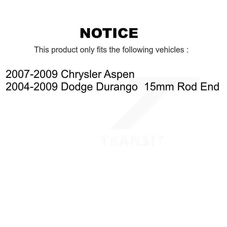 Front Inner Steering Tie Rod End TOR-EV800398 For Dodge Durango Chrysler Aspen