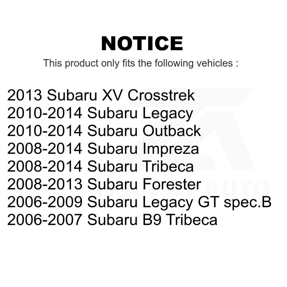 Front Lower Forward Suspension Control Arm Bushing TOR-K201883 For Subaru Outback Forester Impreza Legacy XV Crosstrek Tribeca B9