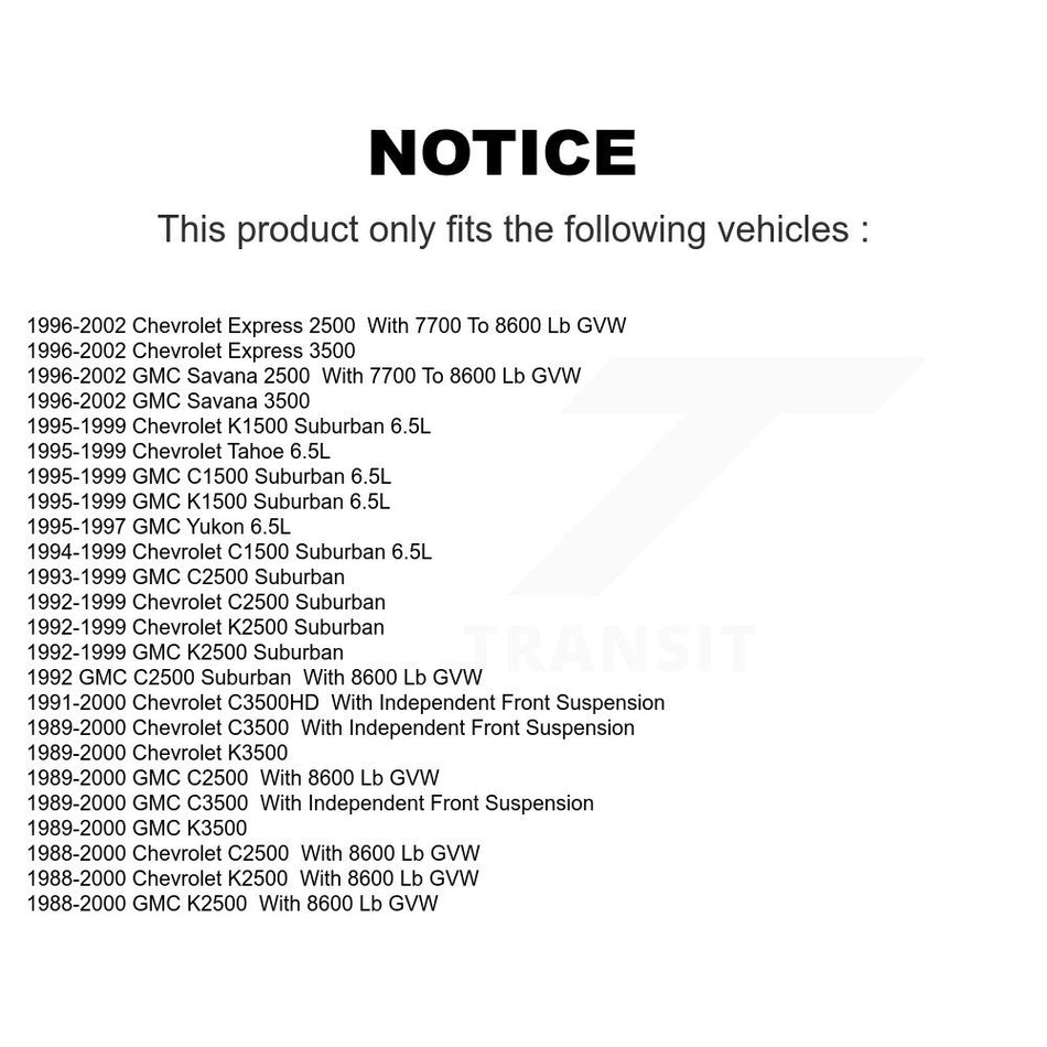 Front Upper Suspension Ball Joint TOR-K6344 For Chevrolet GMC K2500 C2500 K3500 C3500 Express 3500