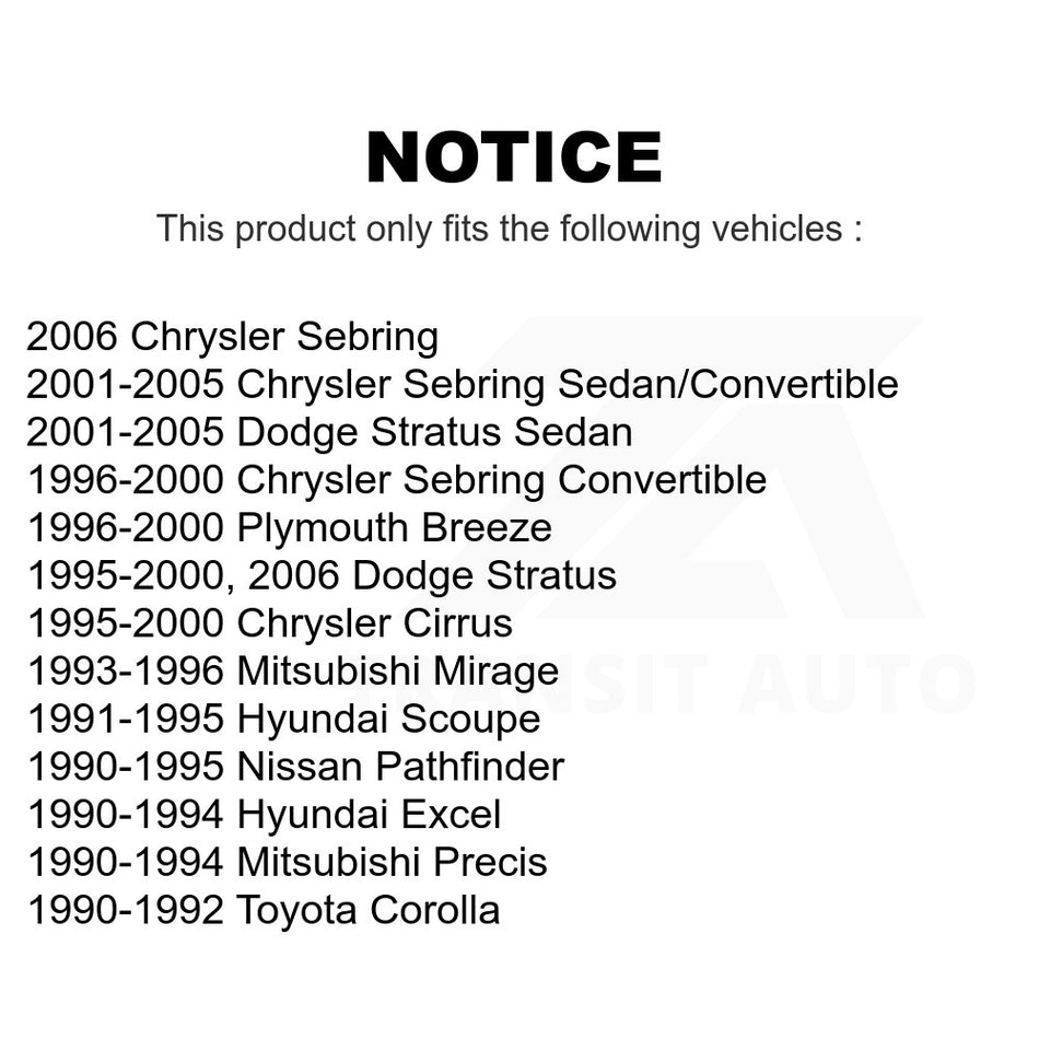 Front Suspension Stabilizer Bar Link Kit TOR-K7306 For Chrysler Sebring Dodge Stratus Toyota Corolla Nissan Pathfinder Cirrus Plymouth Breeze Hyundai Excel Mitsubishi Mirage Scoupe Precis