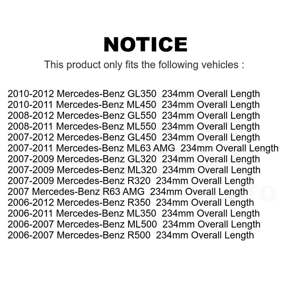 Front Suspension Stabilizer Bar Link Kit TOR-K80496 For Mercedes-Benz ML350 GL450 R350 GL550 ML500 ML320 GL350 ML550 GL320 R500 R320 ML63 AMG ML450 R63 234mm Overall Length