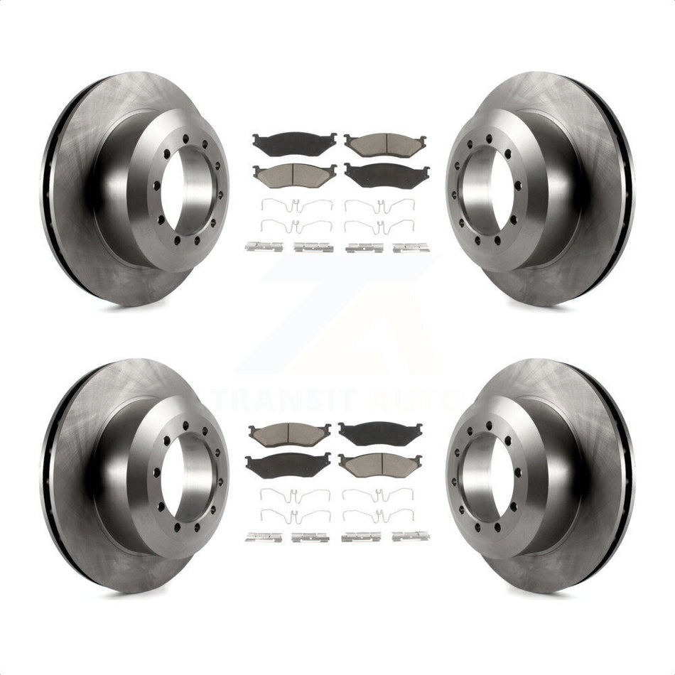 Front Rear Disc Brake Rotors And Ceramic Pads Kit For Ford F59 F-53 Motorhome Chassis F-59 Commercial Stripped K8C-101364 by Transit Auto