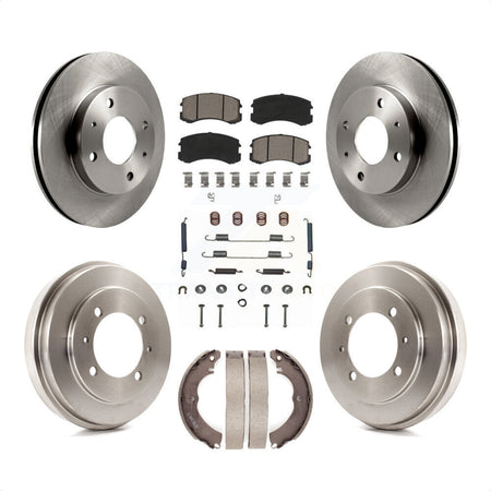 Front Rear Disc Brake Rotors Ceramic Pads And Drum Kit (7Pc) For Mitsubishi Lancer K8C-102180 by Transit Auto