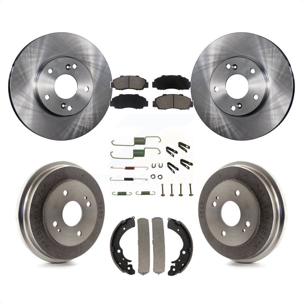 Front Rear Disc Brake Rotors Ceramic Pads And Drum Kit (7Pc) For Honda Accord 3.0L K8C-102194 by Transit Auto