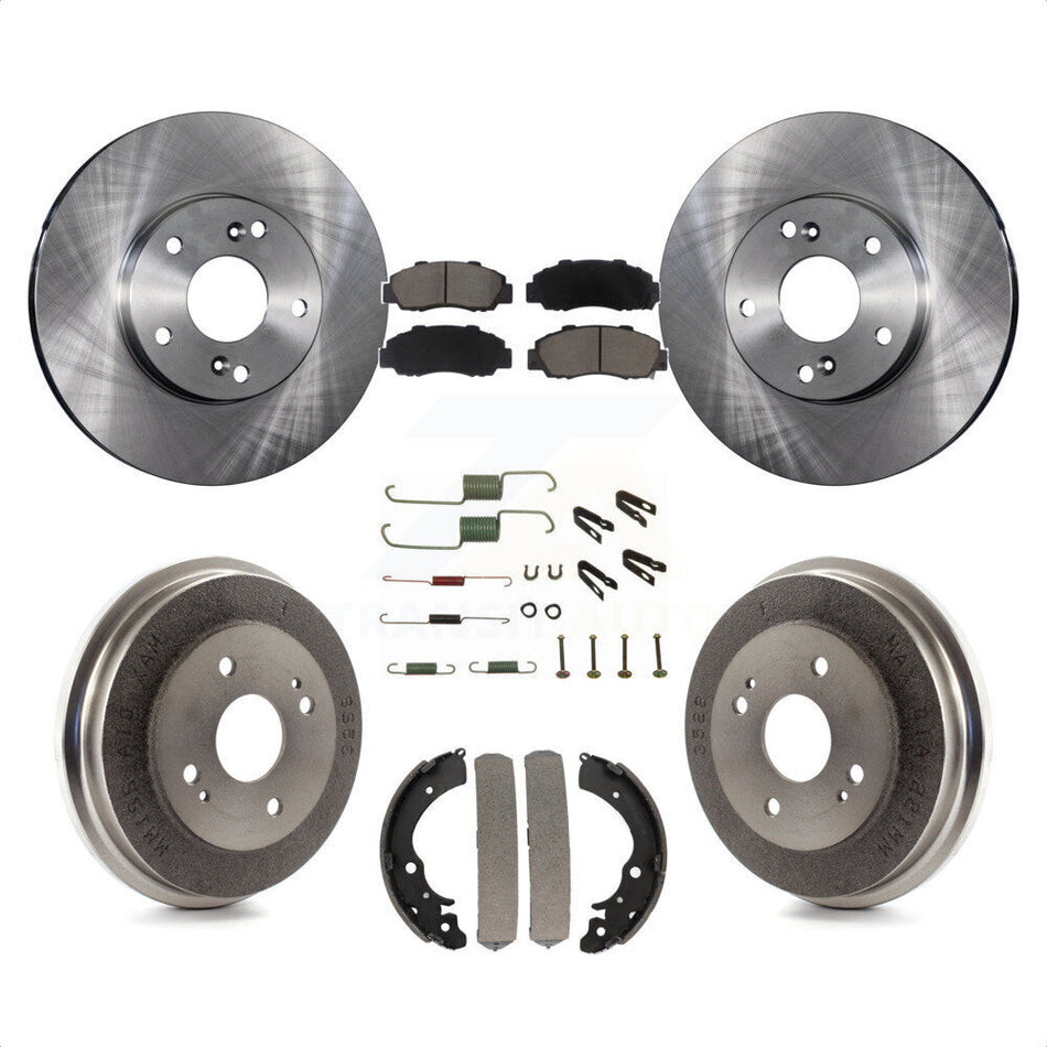 Front Rear Disc Brake Rotors Ceramic Pads And Drum Kit (7Pc) For Honda Accord 3.0L K8C-102194 by Transit Auto