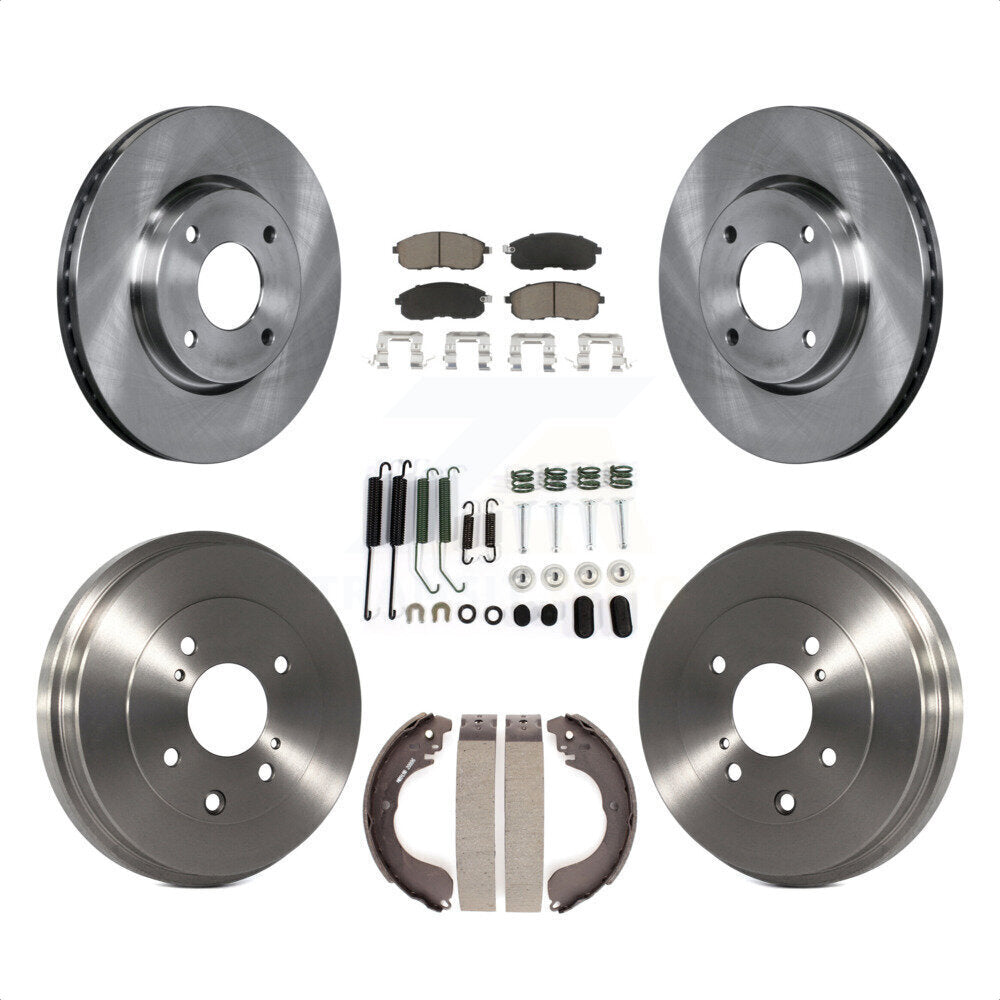 Front Rear Disc Brake Rotors Ceramic Pads And Drum Kit (7Pc) For Nissan Sentra Versa Cube K8C-102240 by Transit Auto