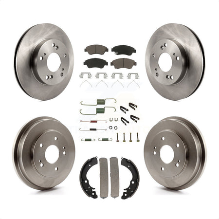 Front Rear Disc Brake Rotors Ceramic Pads And Drum Kit (7Pc) For Honda Civic K8C-102268 by Transit Auto