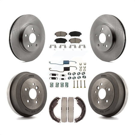 Front Rear Disc Brake Rotors Ceramic Pads And Drum Kit (7Pc) For 2005 Toyota Camry SE XLE Vehicles Manufactured In USA K8C-102300 by Transit Auto