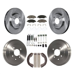Front Rear Disc Brake Rotors Ceramic Pads And Drum Kit (7Pc) For 2008 Nissan Versa 4-Wheel ABS K8C-102333