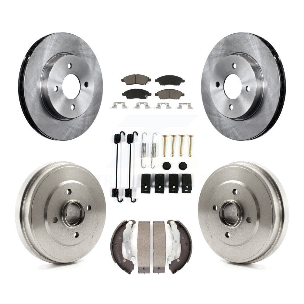 Front Rear Disc Brake Rotors Ceramic Pads And Drum Kit (7Pc) For Nissan Versa Note Micra K8C-102334 by Transit Auto