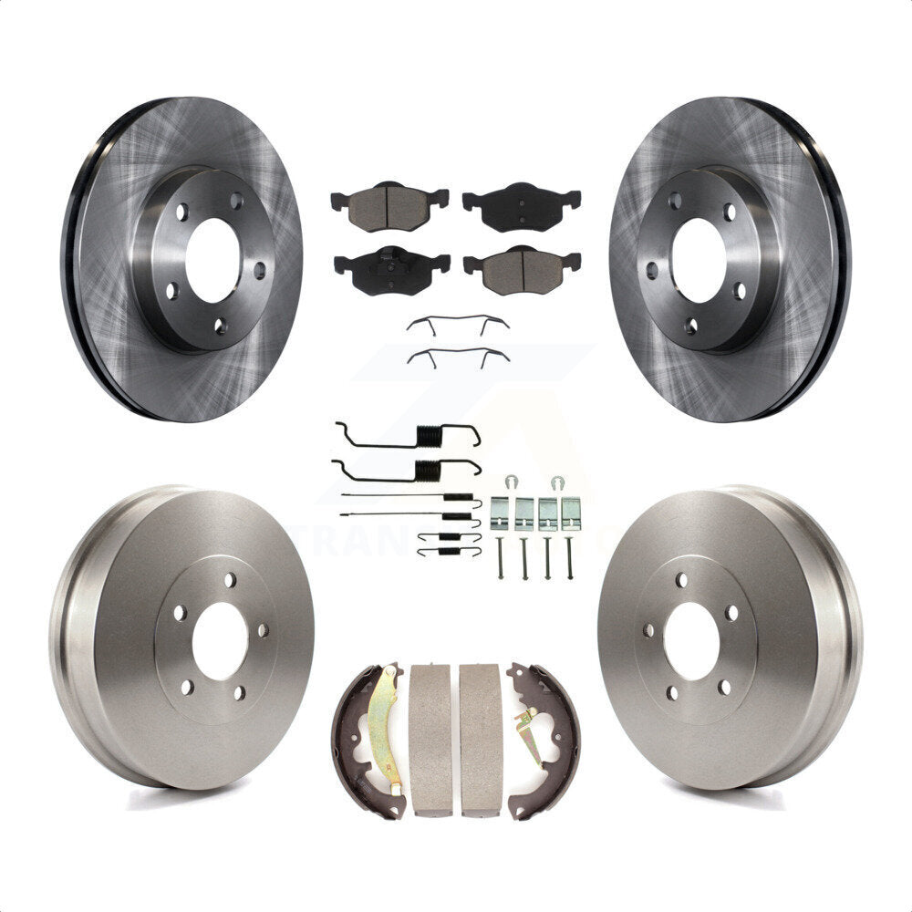 Front Rear Disc Brake Rotors Ceramic Pads And Drum Kit (7Pc) For 2007-2007 Ford Escape Mercury Mariner From 01/08/07 rear brakes K8C-102356 by Transit Auto