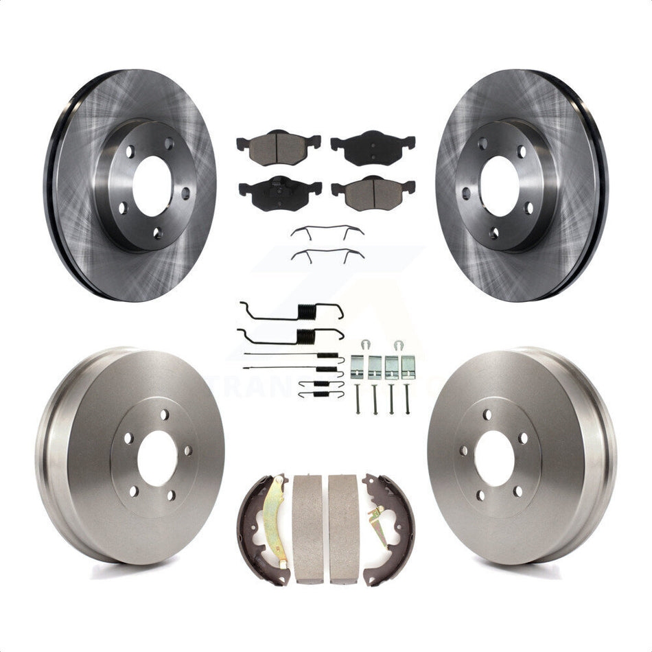 Front Rear Disc Brake Rotors Ceramic Pads And Drum Kit (7Pc) For 2007-2007 Ford Escape Mercury Mariner From 01/08/07 rear brakes K8C-102356 by Transit Auto