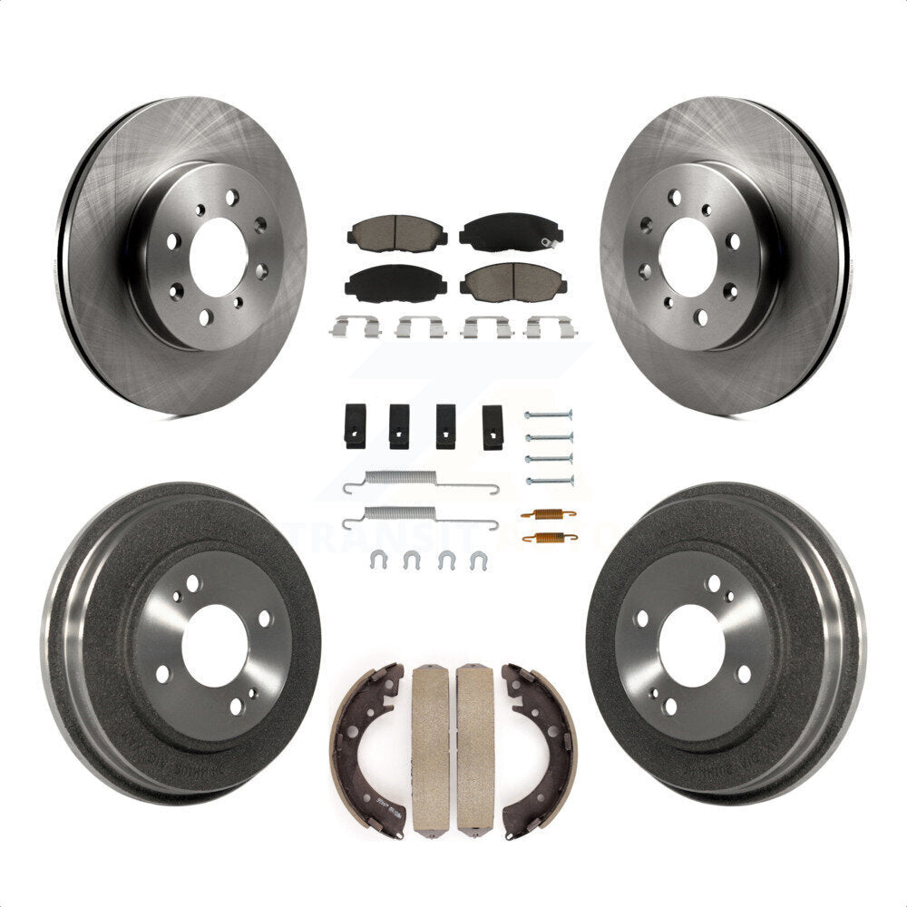 Front Rear Disc Brake Rotors Ceramic Pads And Drum Kit (7Pc) For Honda Civic K8C-102374 by Transit Auto