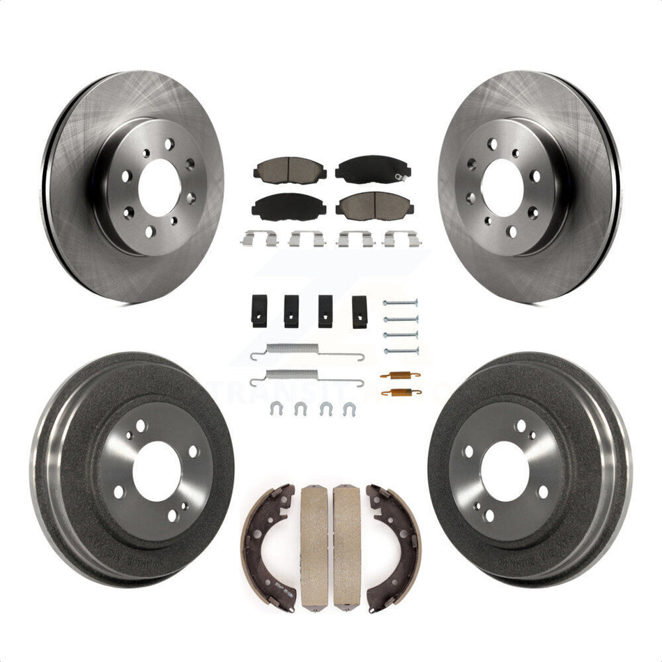 Front Rear Disc Brake Rotors Ceramic Pads And Drum Kit (7Pc) For Honda Civic K8C-102374 by Transit Auto