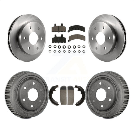 Front Rear Disc Brake Rotors Ceramic Pads And Drum Kit For 1995-1997 GMC Yukon 2 doors with 4WD GAS engine With 11" Diameter K8C-102490 by Transit Auto