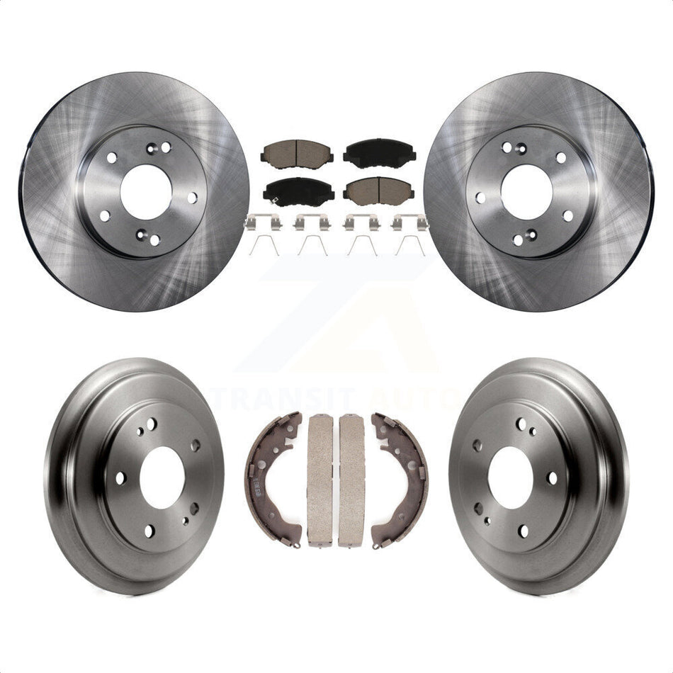 Front Rear Disc Brake Rotors Ceramic Pads And Drum Kit For Honda Civic K8C-102496 by Transit Auto