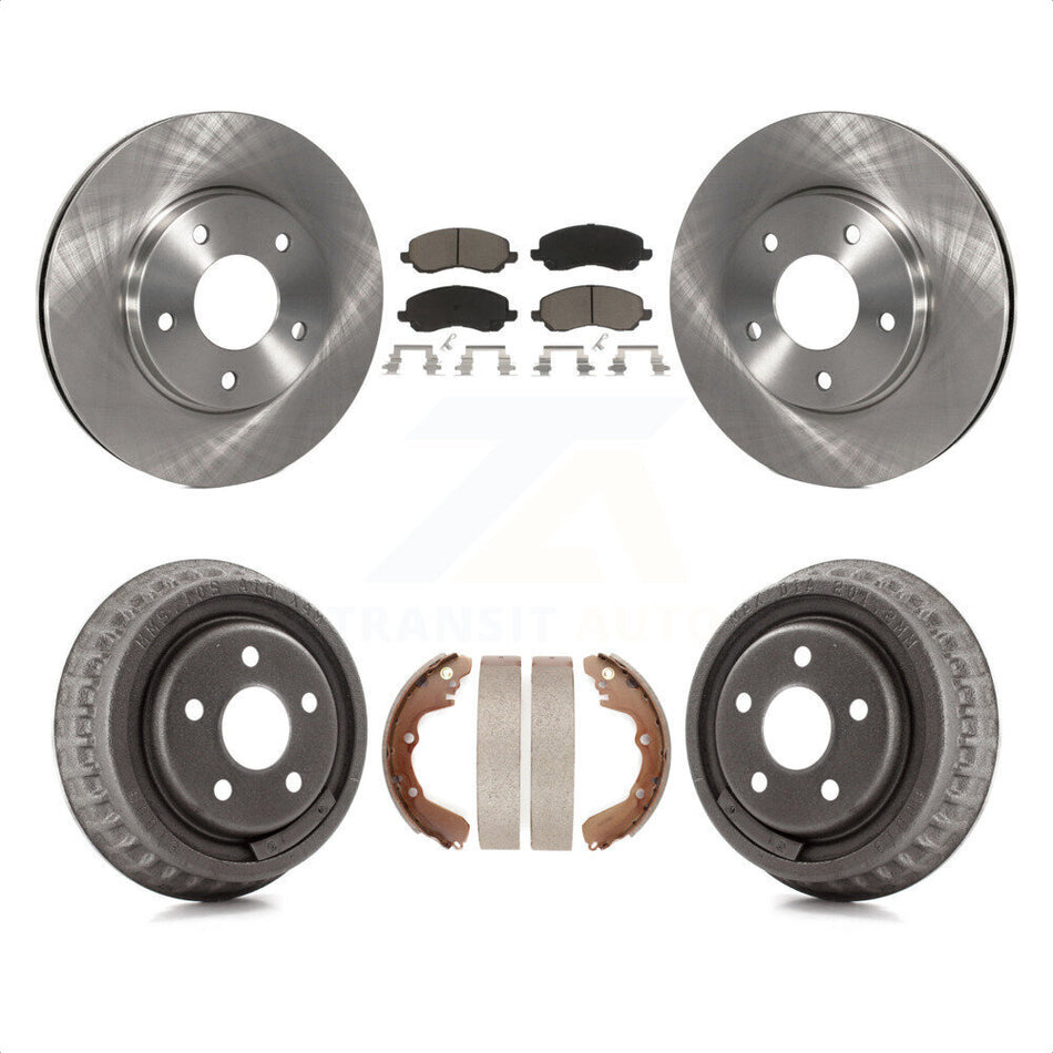 Front Rear Disc Brake Rotors Ceramic Pads And Drum Kit For 2001 Dodge Stratus Coupe with rear brakes K8C-102505 by Transit Auto