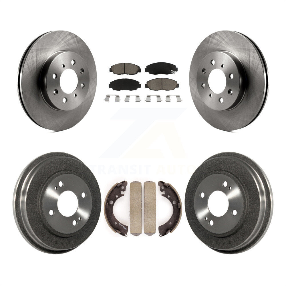 Front Rear Disc Brake Rotors Ceramic Pads And Drum Kit For Honda Civic K8C-102562 by Transit Auto