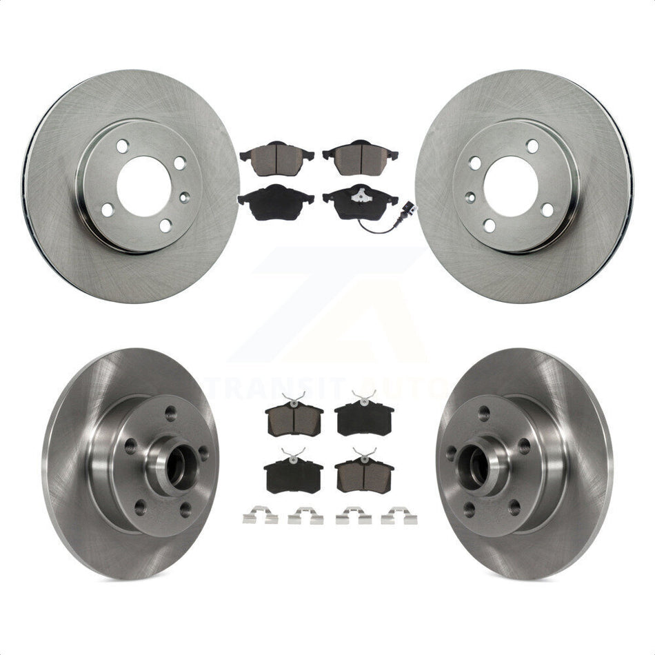 Front Rear Disc Brake Rotors Hub Assembly And Ceramic Pads Kit For 1996-1997 Volkswagen Jetta 2.8L With 256mm Diameter Rotor K8C-102667 by Transit Auto