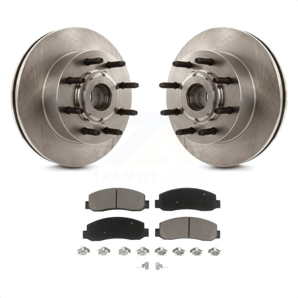 Front Disc Brake Rotors Hub Assembly And Ceramic Pads Kit For 2005-2007 Ford F-250 Super Duty F-350 RWD K8C-102680 by Transit Auto