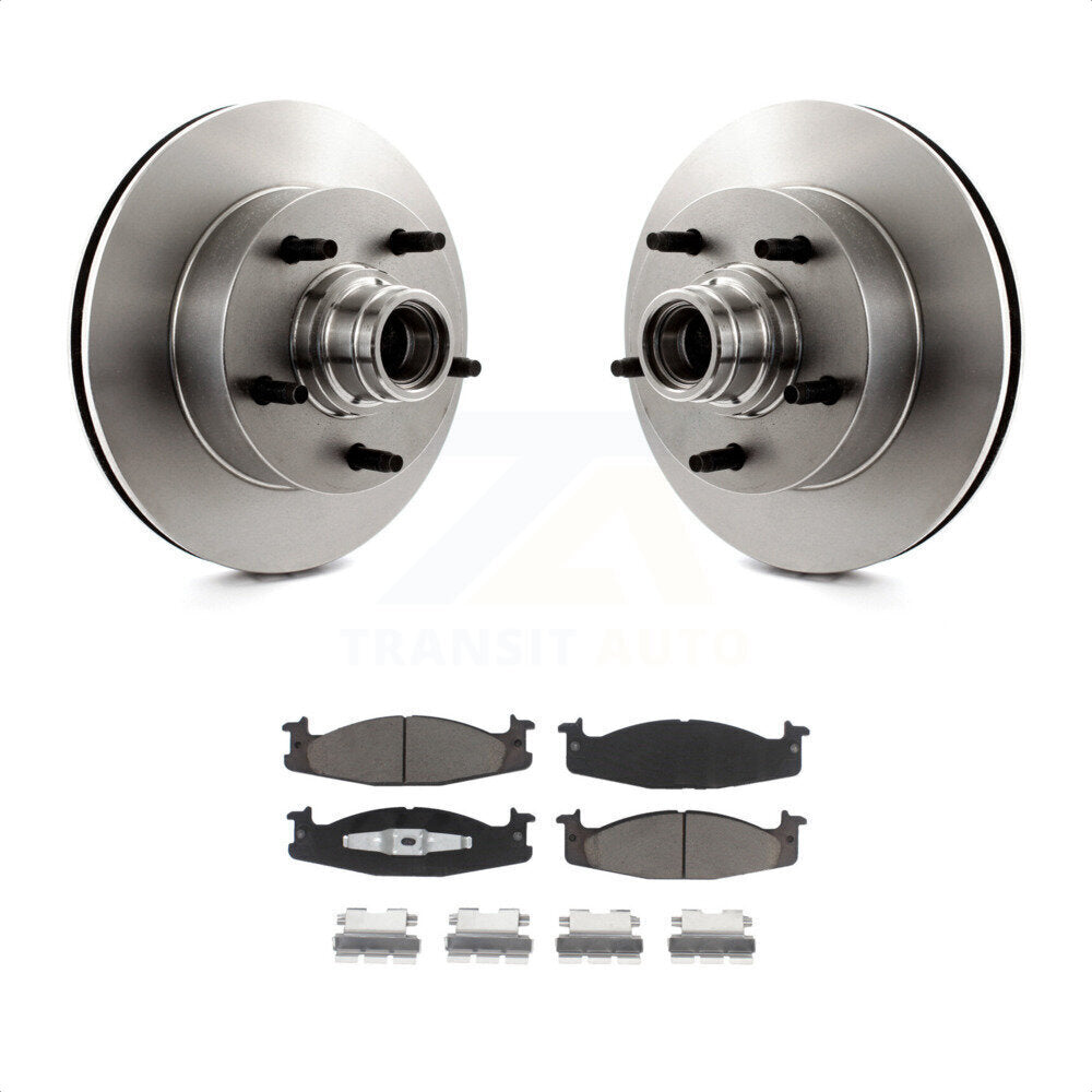 Front Disc Brake Rotors Hub Assembly And Ceramic Pads Kit For Ford E-150 Econoline Club Wagon K8C-102685 by Transit Auto