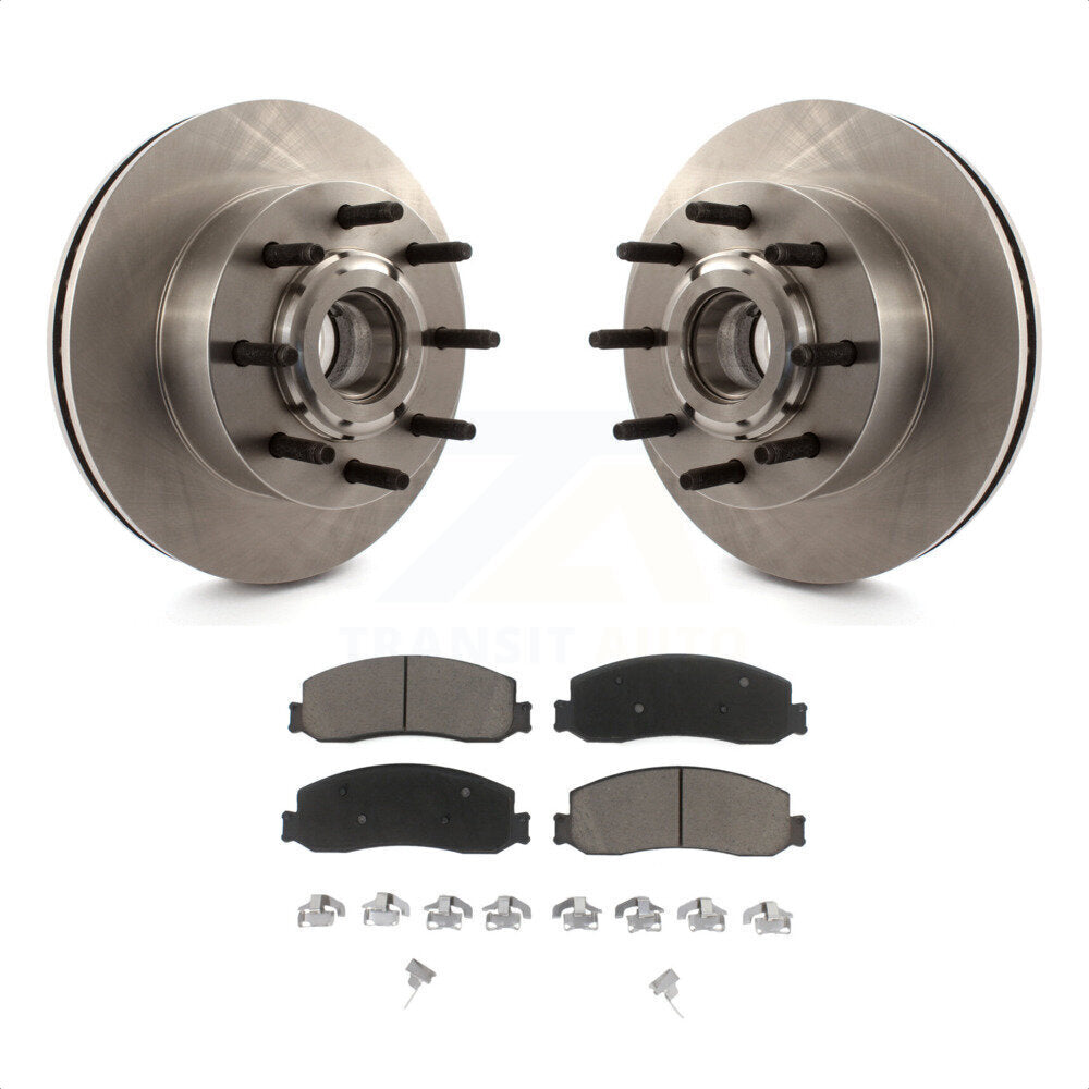 Front Disc Brake Rotors Hub Assembly And Ceramic Pads Kit For Ford F-250 Super Duty F-350 With Single Rear Wheels RWD K8C-102688 by Transit Auto