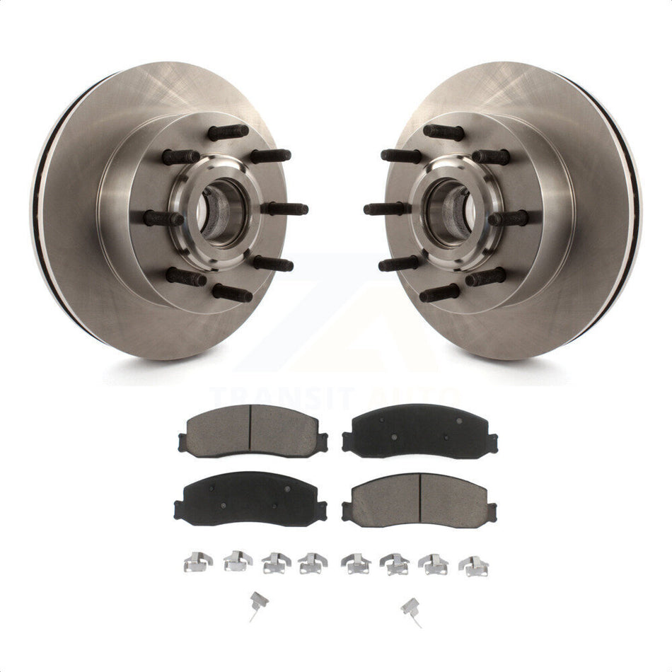 Front Disc Brake Rotors Hub Assembly And Ceramic Pads Kit For Ford F-250 Super Duty F-350 With Single Rear Wheels RWD K8C-102688 by Transit Auto