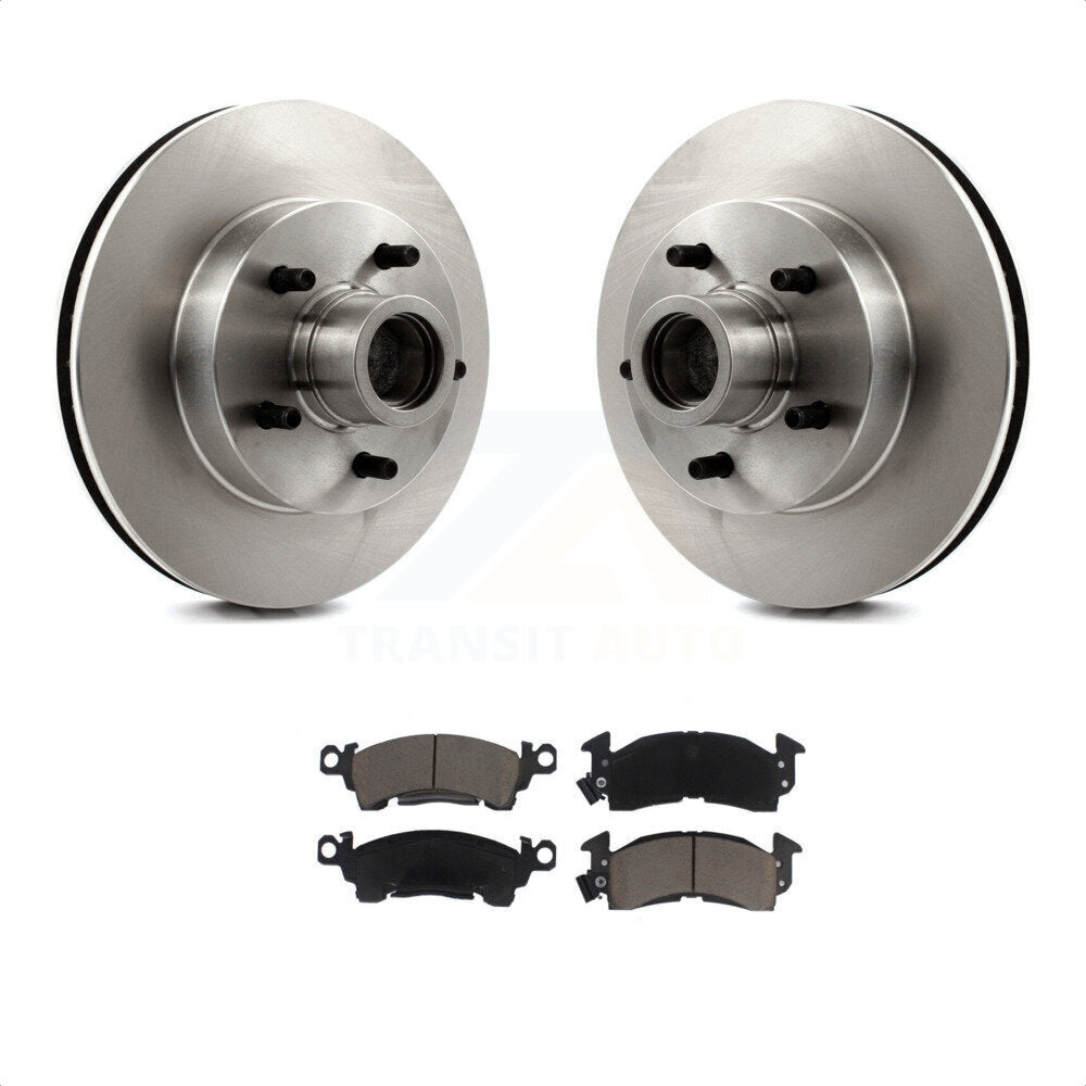 Front Brake Rotors & Ceramic Pad Kit For Chevrolet C10 G20 GMC Cadillac C1500 G2500 Fleetwood R10 Brougham K5 Blazer R1500 Suburban G10 DeVille G1500 Commercial Chassis Jimmy K8C-102718 by Transit Auto