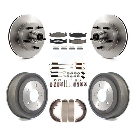 Front Rear Disc Brake Rotors Hub Assembly Ceramic Pads And Drum Kit (7Pc) For Ford E-150 Econoline Club Wagon K8C-102732 by Transit Auto