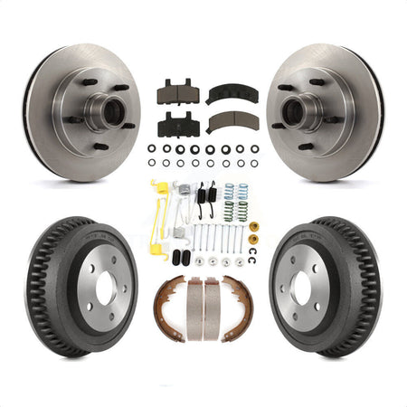 Front Rear Disc Brake Rotors Hub Assembly Ceramic Pads And Drum Kit (7Pc) For 1994-1999 Dodge Ram 1500 RWD K8C-102755 by Transit Auto